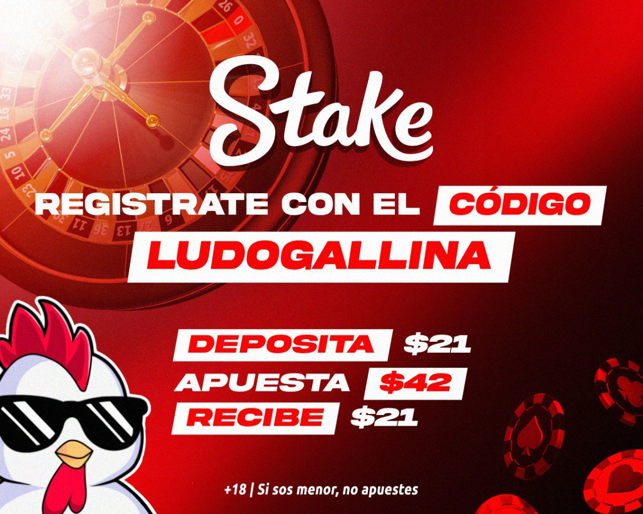 Registrate en Stake con código LUDOGALLINA